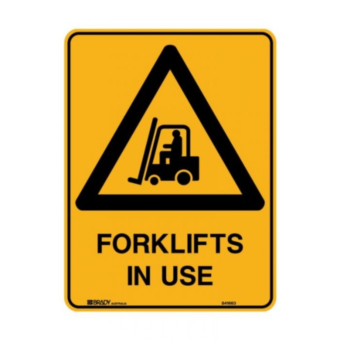 Picture of FORKLIFTS IN USE SIGN 600MM (H) X 450MM (W) POLYPROPYLENE