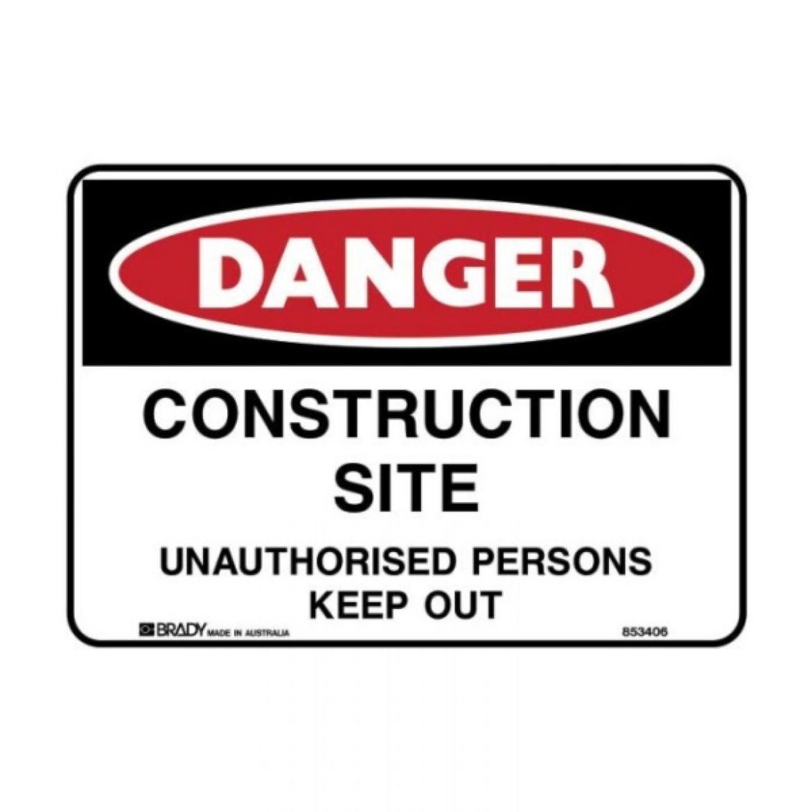 Picture of DANGER CONSTRUCTION SITE SIGN 180MM (H) X 250MM (W) SELF ADHESIVE VINYL