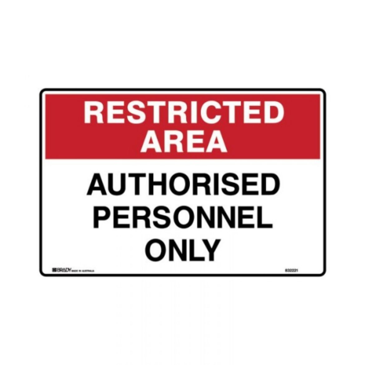 Picture of RESTRICTED AREA - AUTHORISED PERSONNEL ONLY SIGN 250MM (W) X 180MM (H) SELF ADHESIVE VINYL