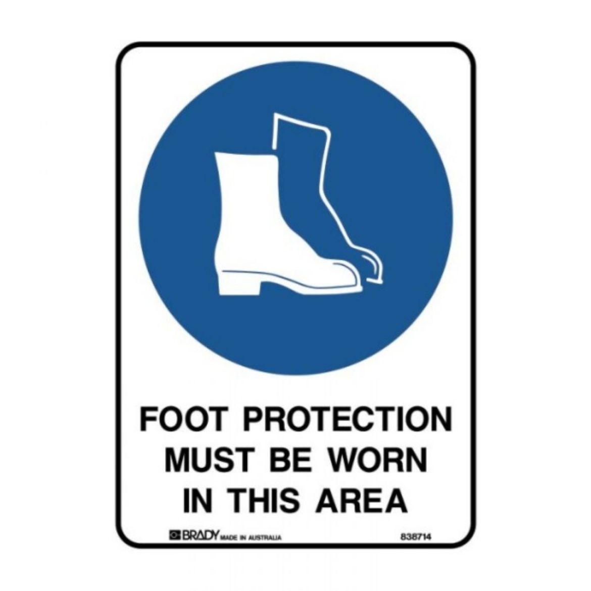Picture of FOOT PROTECTION MUST BE WORN IN THIS AREA SIGN 900MM (H) X 600MM (W) METAL