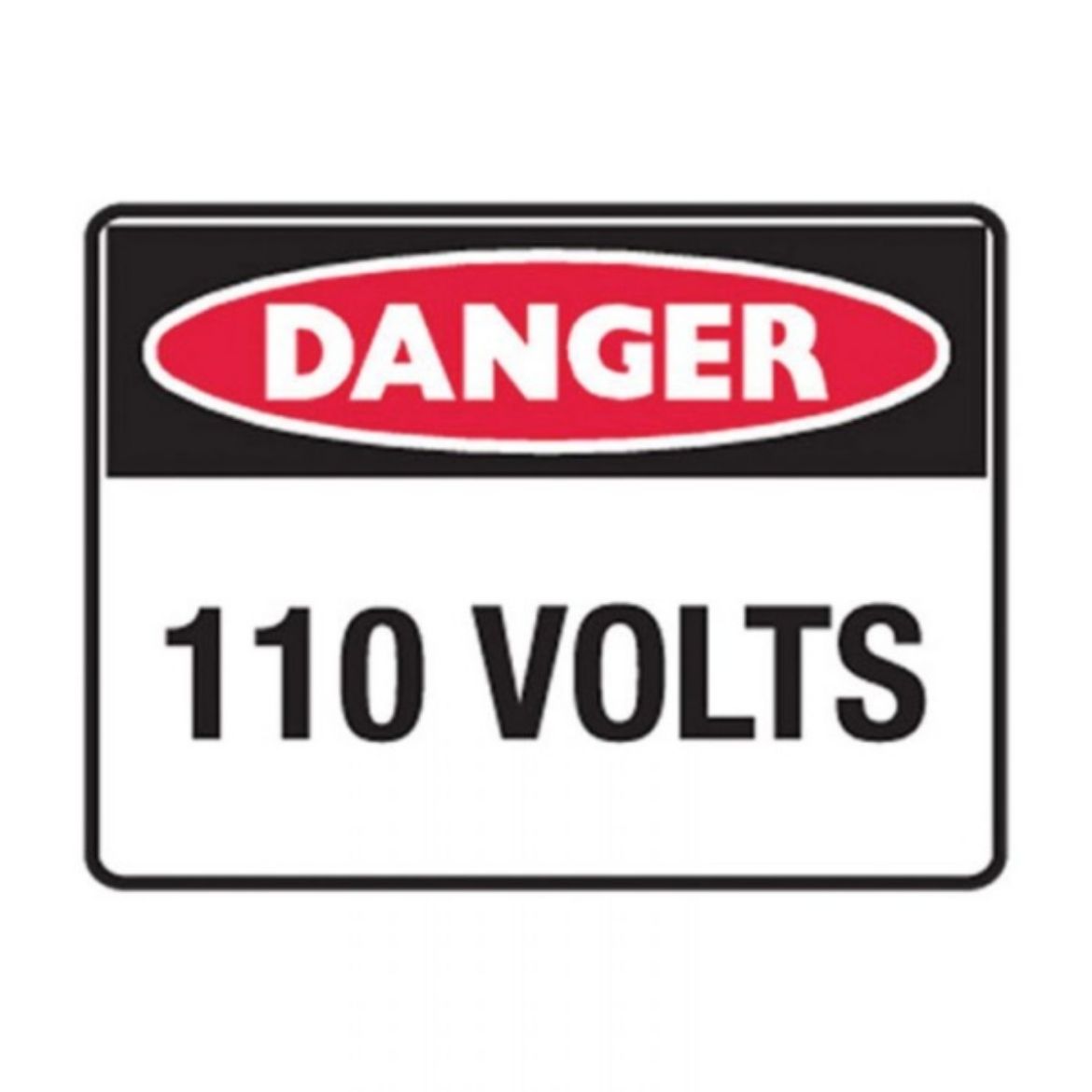 Picture of DANGER 110 VOLTS SIGN 250MM (W) X 180MM (H) SELF ADHESIVE VINYL