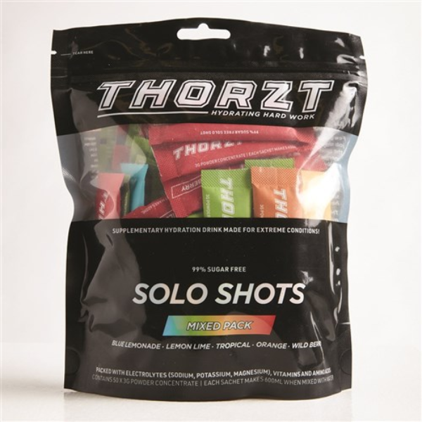 Show details for THORZT SUGAR FREE SOLO SHOT PACK MIXED FLAVOURS 50 x 3g - HYDRATION DRINK Picture of THORZT SUGAR FREE SOLO SHOT PACK MIXED FLAVOURS 50 x 3g - HYDRATION DRINK