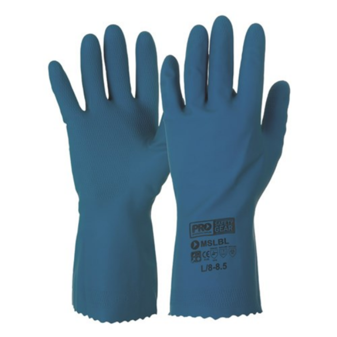 Picture of SILVERLINED LATEX RUBBER HOUSEHOLD GLOVES - BLUE. AVAILABLE IN SIZES S/6, M/7, L/8, XL/9, 2XL/10
