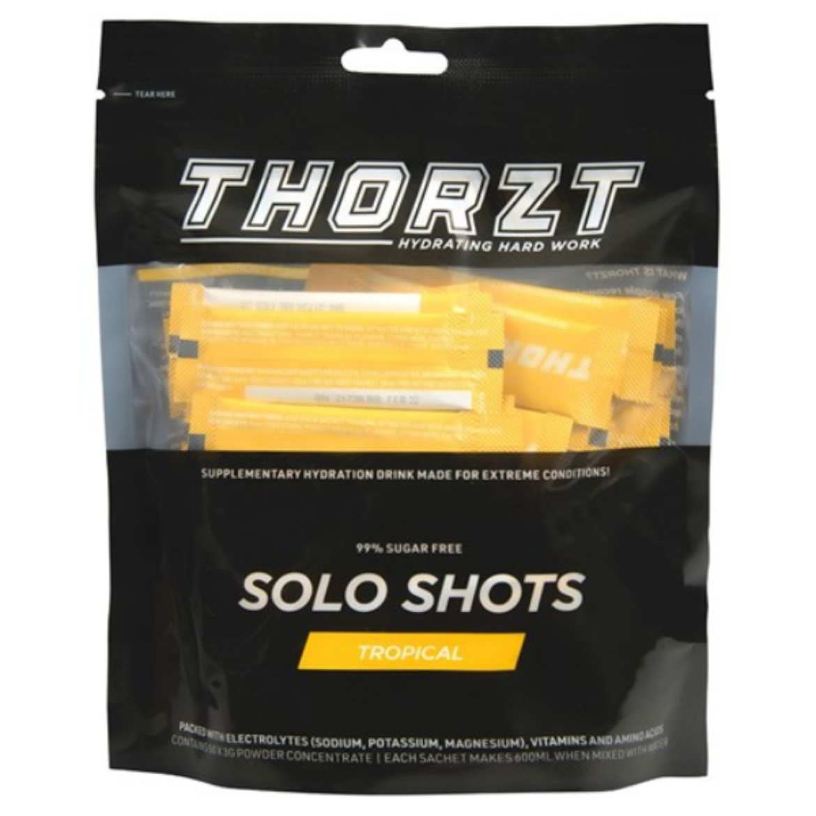 Picture of THORZT SUGAR FREE SOLO SHOT PACK TROPICAL 50 x 3g - HYDRATION DRINK