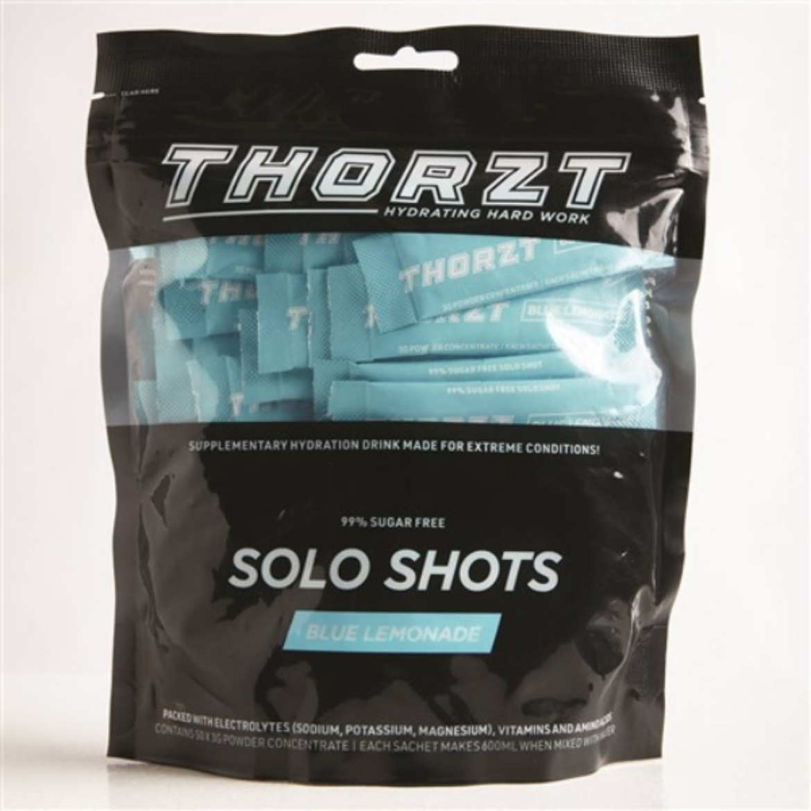 Picture of THORZT SUGAR FREE SOLO SHOT PACK BLUE LEMONADE 50 x 3g - HYDRATION DRINK
