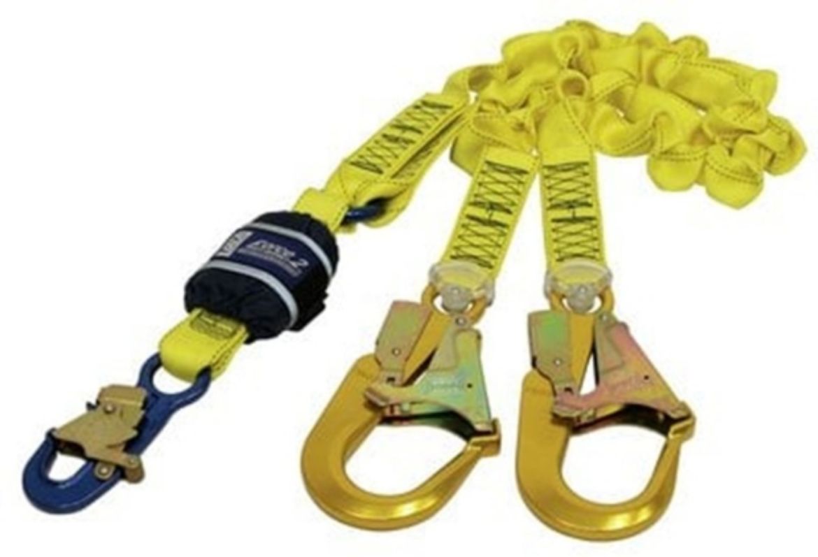 Picture of Z12182519E 1.8M FORCE 2 TWIN TAILED ELASTICIZED LANYARD WITH 15KN RATED SCAFFOLD HOOKS