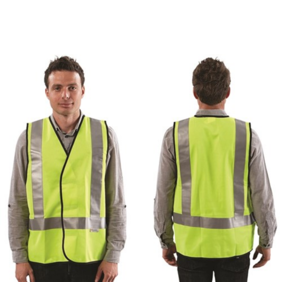 Picture of YELLOW VEST DAY/NIGHT USE WITH H BACK PATTERN REFLECTIVE TAPE. AVAILABLE IN SIZES S/M/L/XL/2XL/3XL/4XL