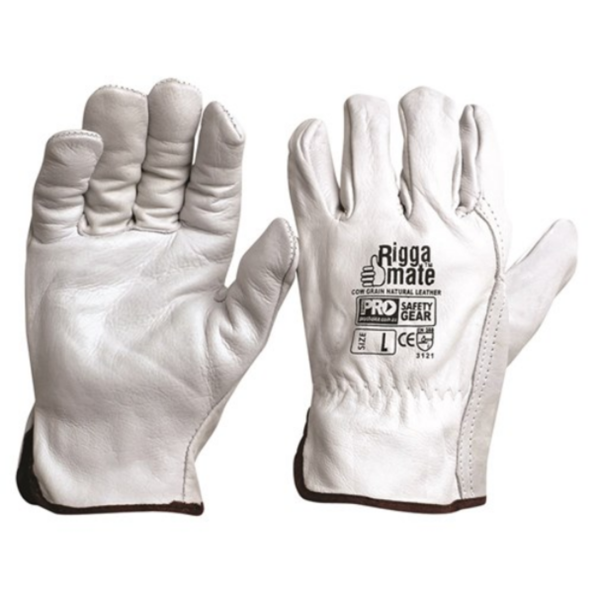 Picture of CGL41N - RIGGAMATE COW GRAIN NATURAL GLOVES, GREY - SIZE SMALL