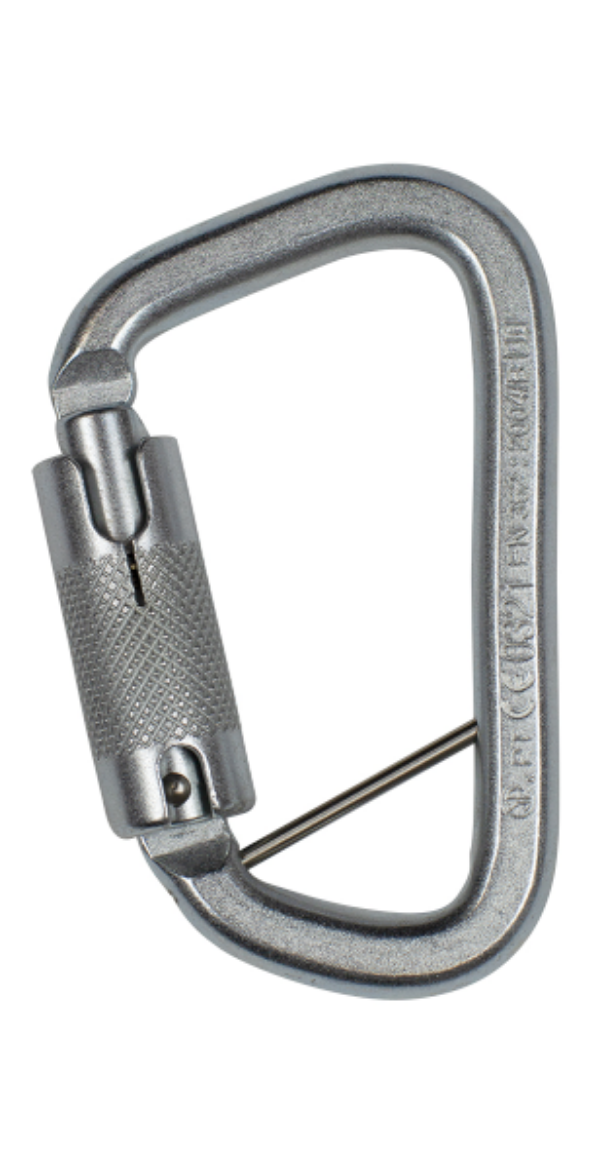 Picture of 30KN KARABINER, STEEL, TRIPLE ACTION, C/W CAPTIVE EYE PIN