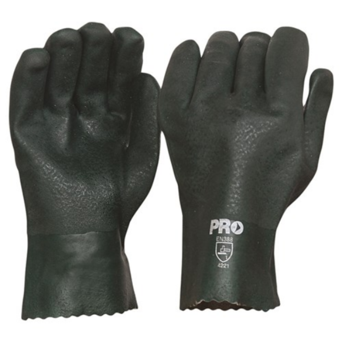 Picture of PVC27DD - GREEN PVC DOUBLE DIPPED GLOVES. LENGTH 27CM - ONE SIZE FITS MOST