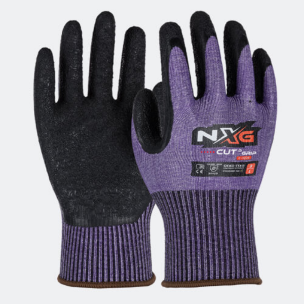 Picture of GLOVES, NXG CUT D GRIP, PURPLE LATEX. AVAILABLE IN SIZES 7 - 12
