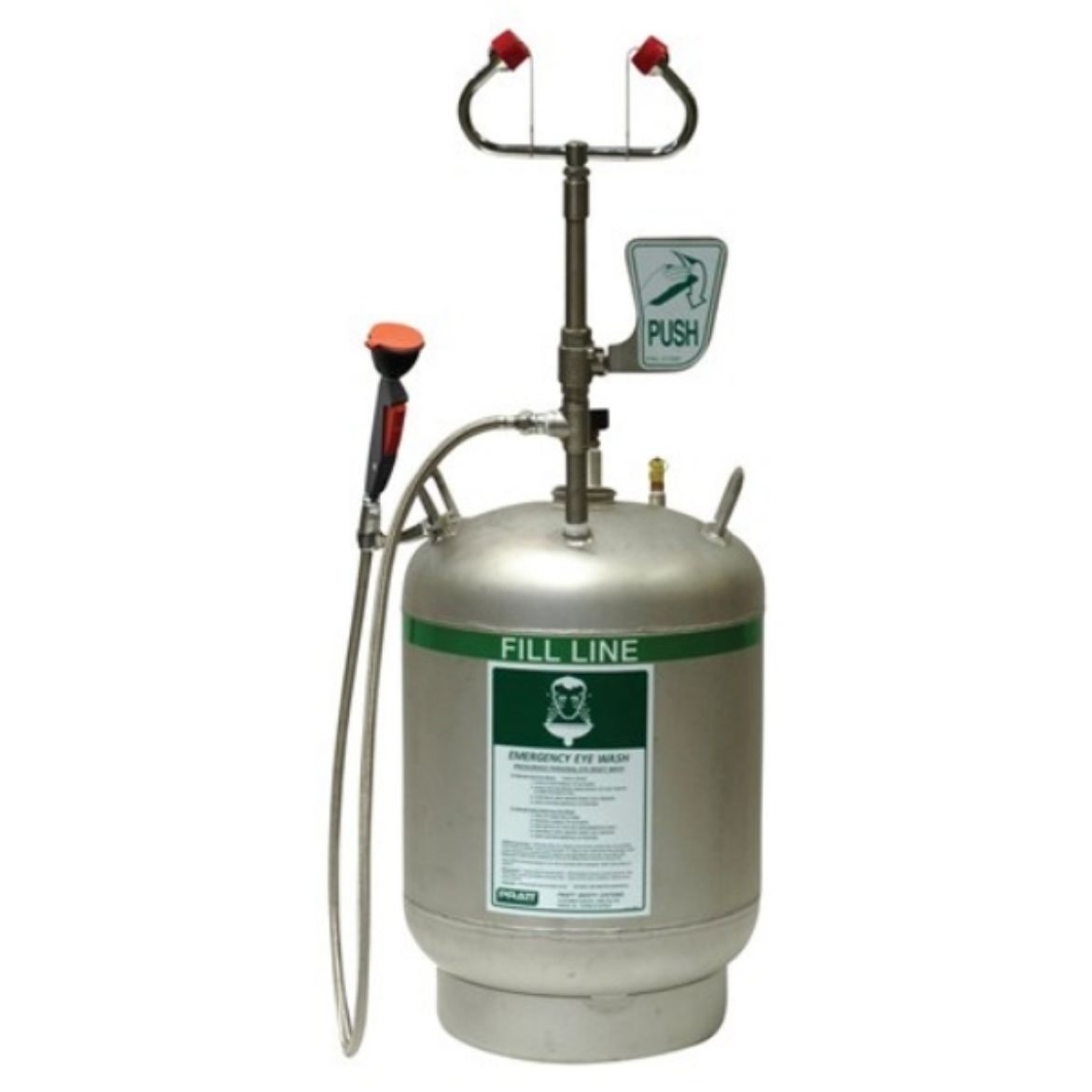 Picture of PRATT PORTABLE PRESSURISED  EYE AND BODY WASH WITH HAND HELD DRENCH HOSE. 45LTR UNIT