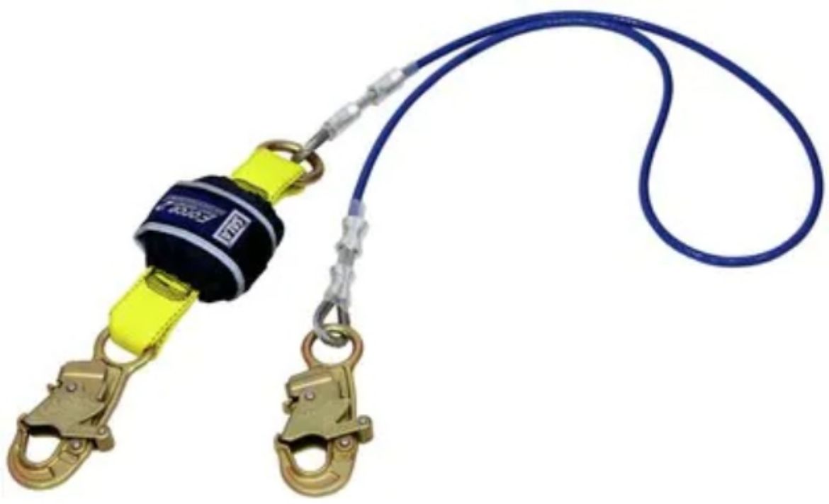 Picture of Z10200909WR FORCE2™ SHOCK ABSORBING LANYARDS - WIRE CABLE - SINGLE TAIL PVC COATED, 2.0M WITH DOUBLE ACTION SNAP HOOKS ON ALL CONNECTIONS