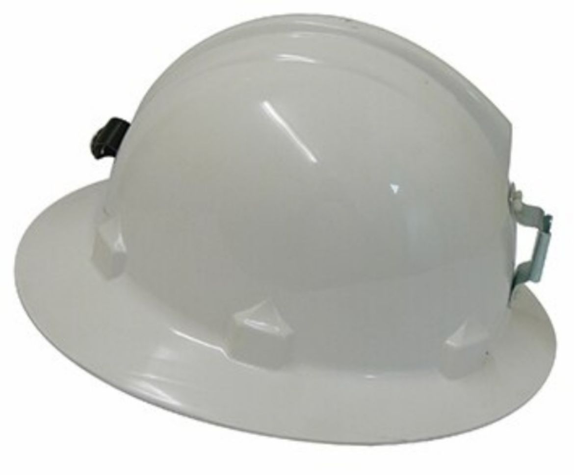 Picture of HH40M:WH HAT SAFETY ABS FULL BRIM - WITH METAL LAMP BRACKET - WHITE
