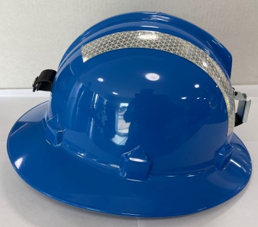 Picture of HARD HAT HH40 MRT3 - BLUE, FULL BRIM WITH REFLECTIVE TAPE AND METAL LAMP BRACKET