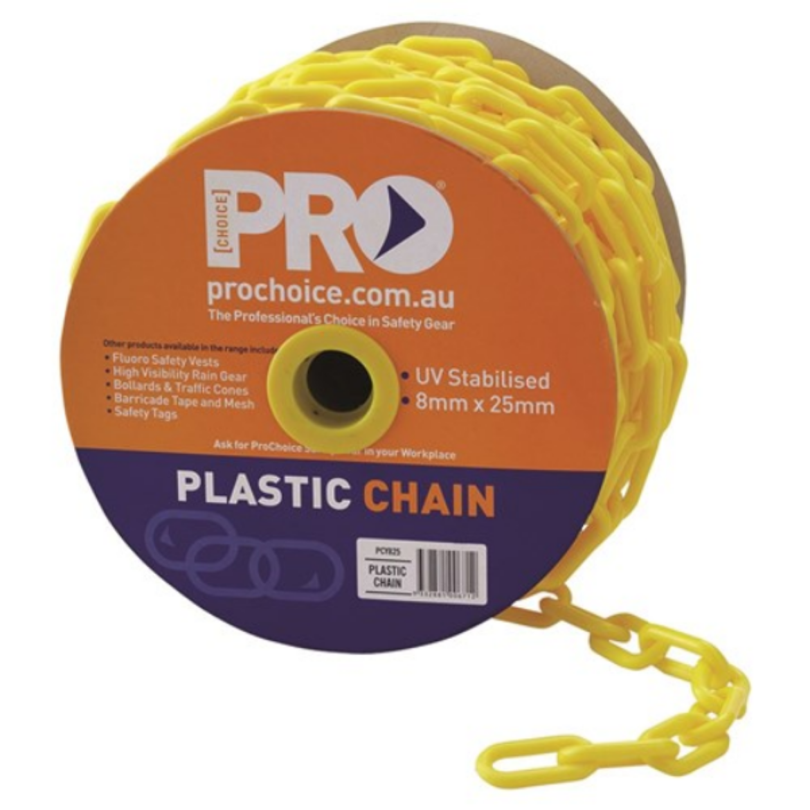 Picture of 8MM YELLOW PLASTIC CHAIN - 8MM X 25M