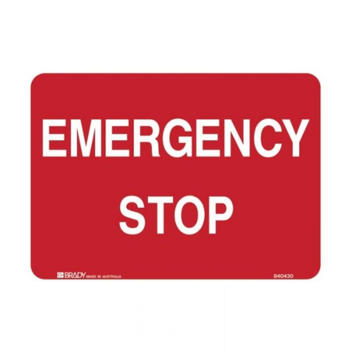 Picture of EMERGENCY STOP SIGN 250MM (W) X 180MM (H) POLYPROPYLENE