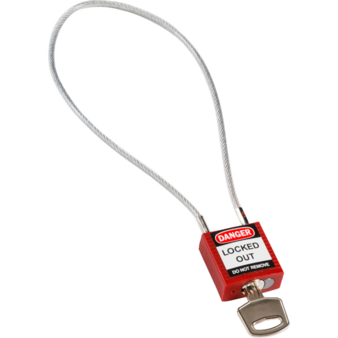 Picture of COMPACT CABLE PADLOCK RED 40CM KEYED DIFFERENTLY