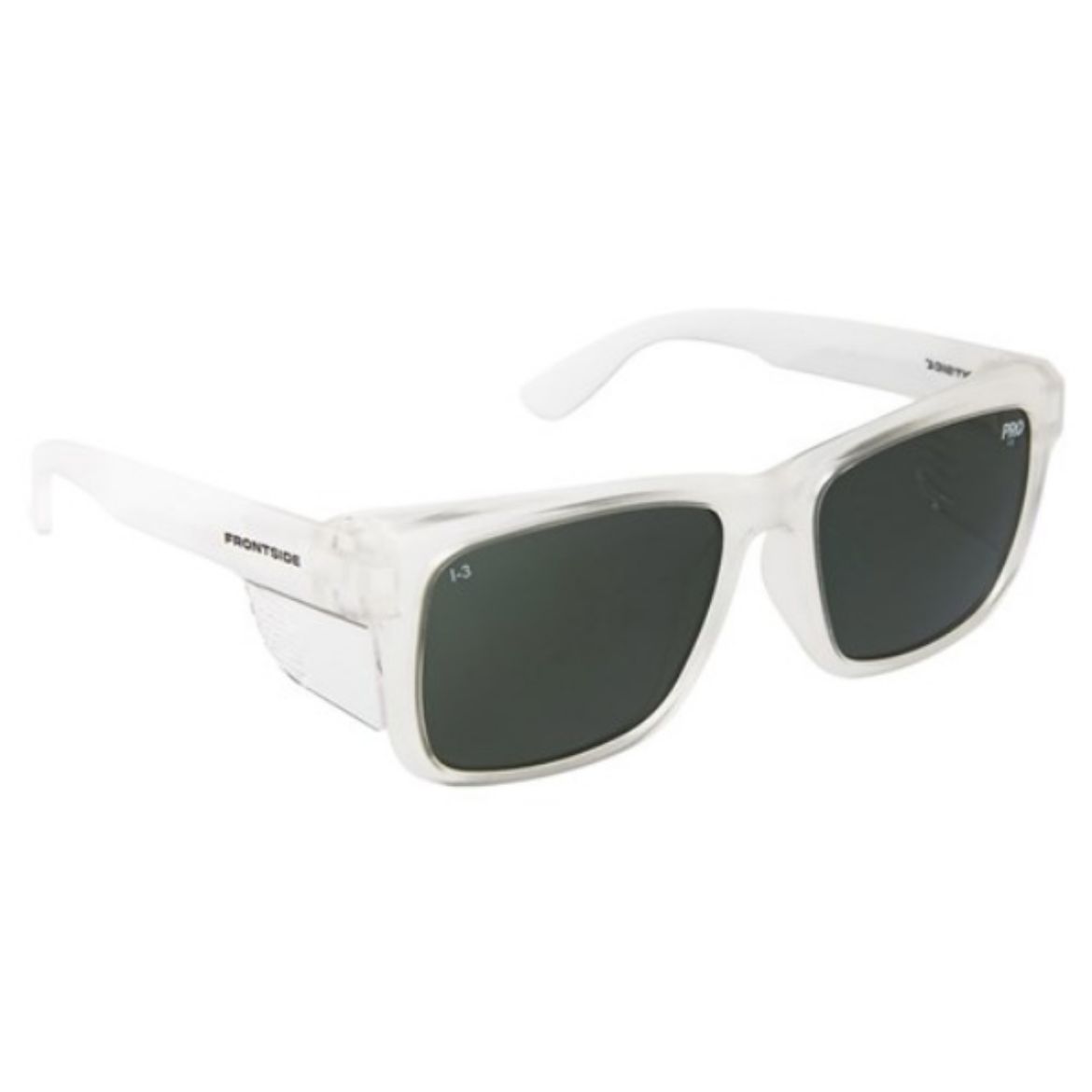 Picture of SAFETY GLASSES FRONTSIDE POLARISED SMOKE LENS WITH CLEAR FRAME
