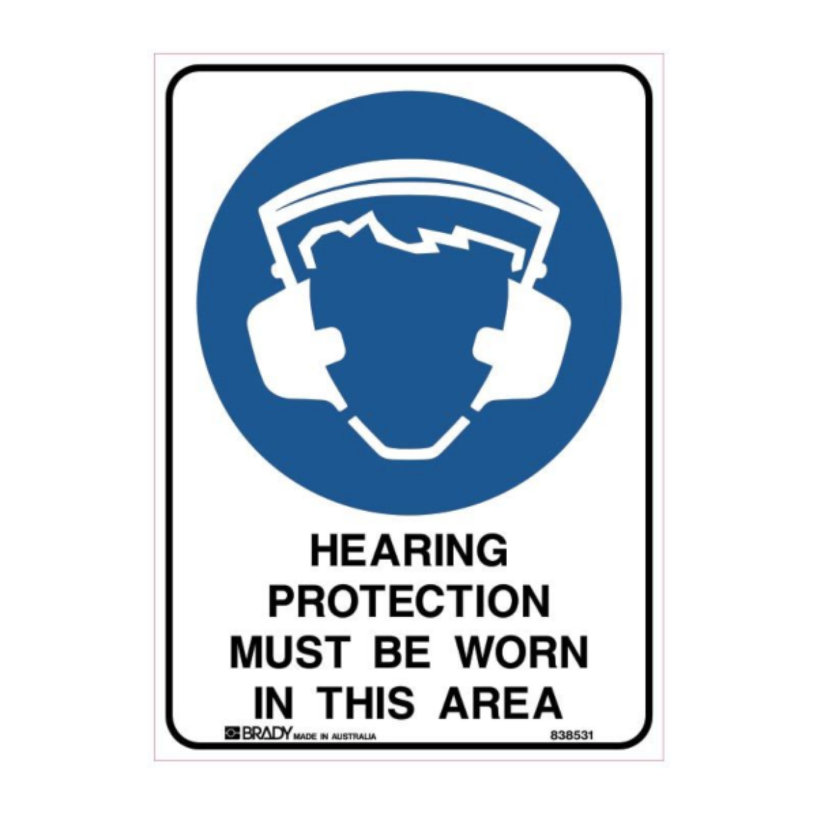 Picture of HEARING PROTECTION MUST BE WORN IN THIS AREA SIGN 900MM (H) X 600MM (W) METAL