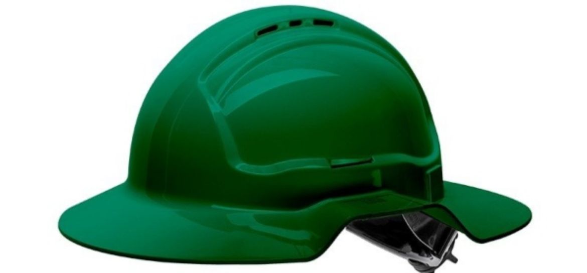 Picture of GREEN BROAD BRIM VENTED HARD HAT – RATCHET
