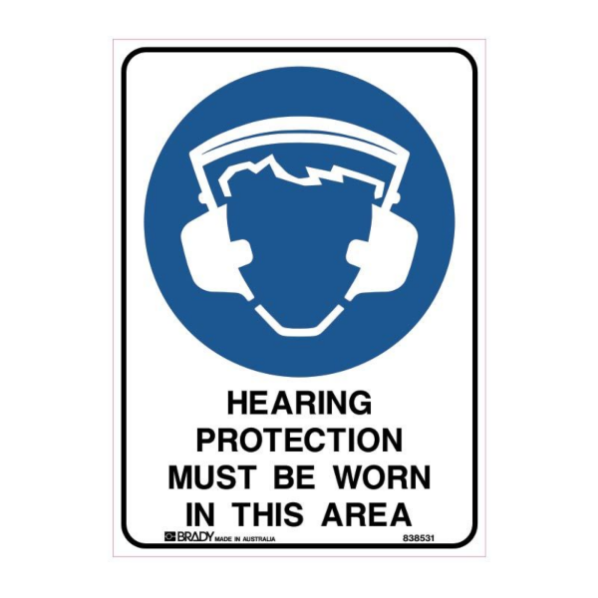 Picture of HEARING PROTECTION MUST BE WORN IN THIS AREA SIGN 300MM (H) X 225MM (W) POLYPROPYLENE