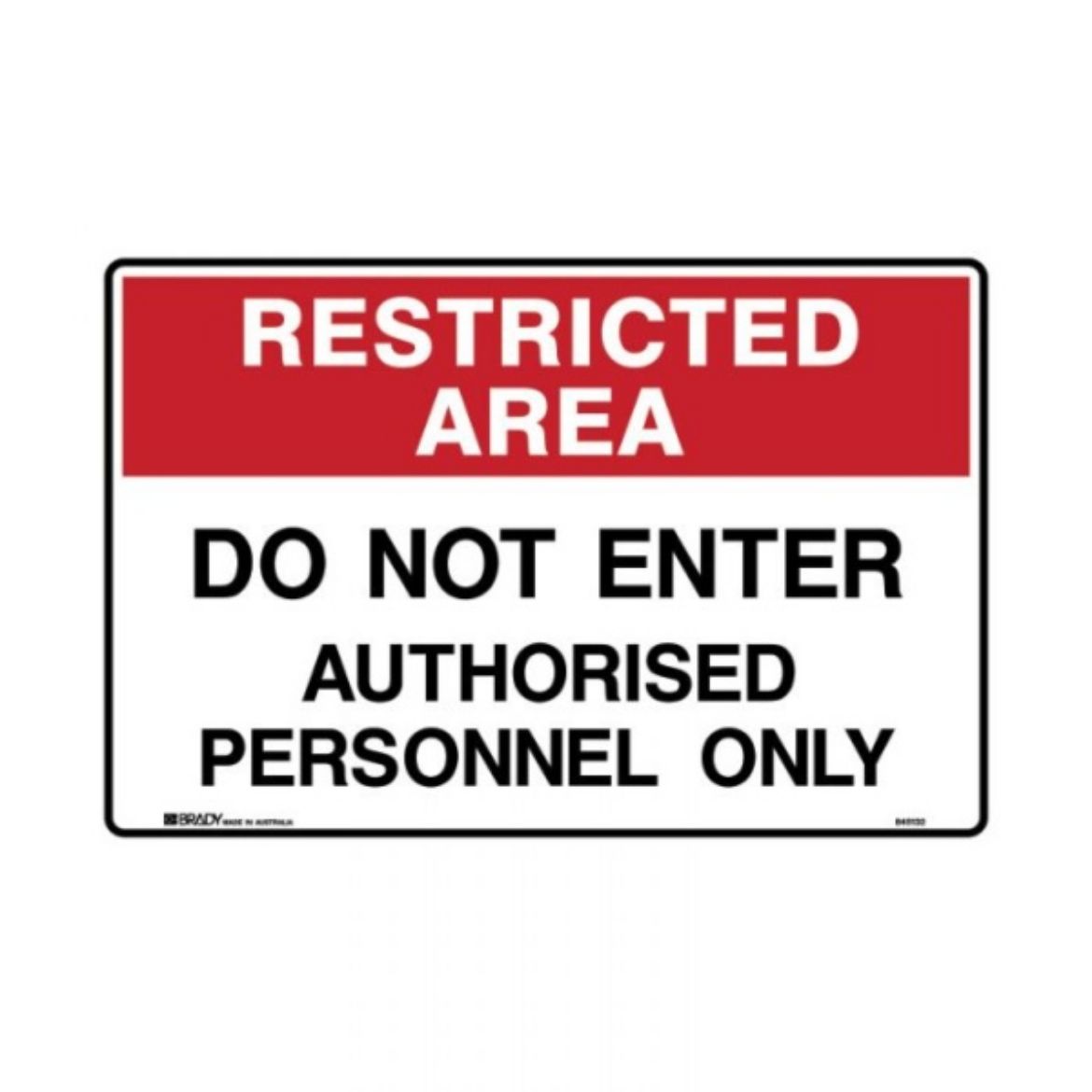 Picture of RESTRICTED AREA DO NOT ENTER AUTHORISED PERSONNEL ONLY SIGN 450MM (W) X 300MM (H) POLYPROPYLENE