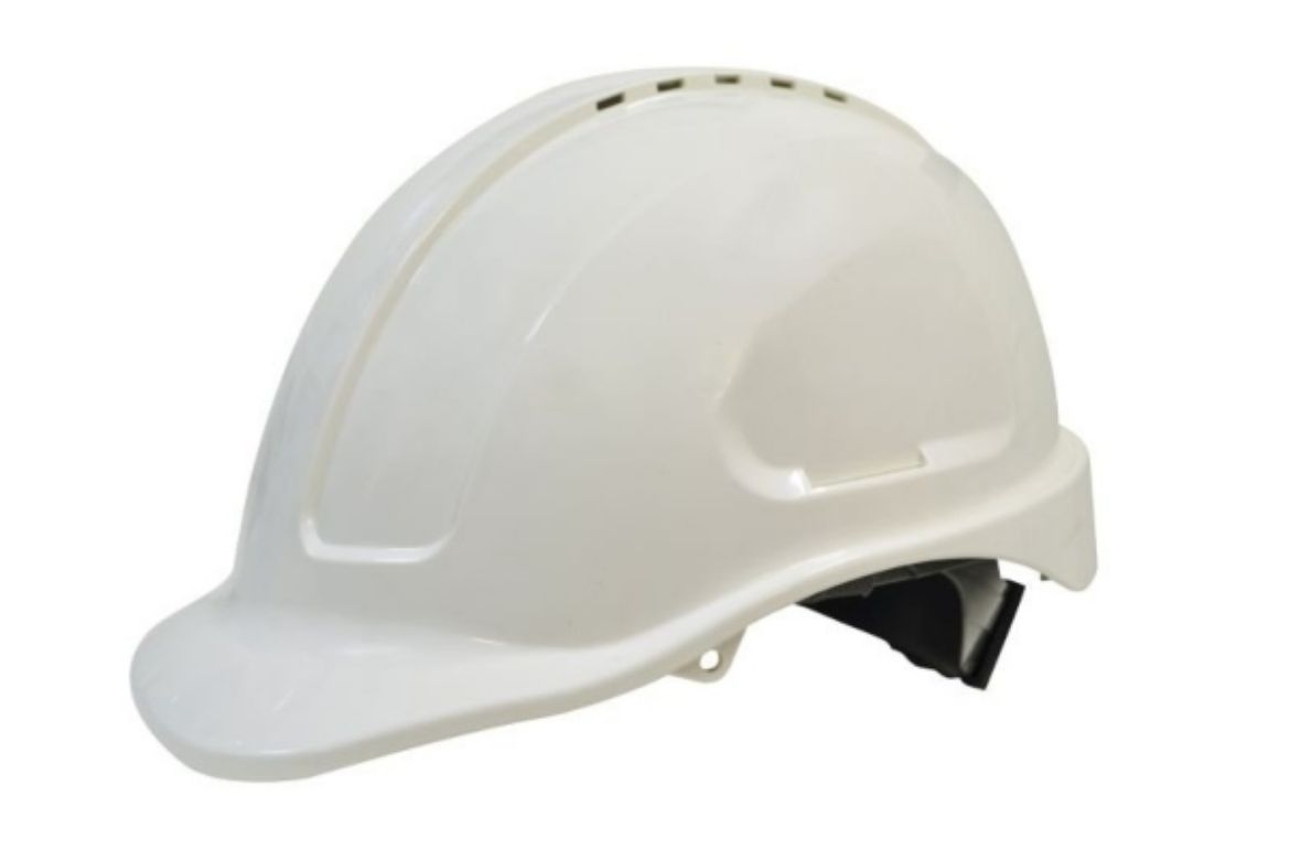 Picture of MAXIGUARD WHITE VENTED HARD HAT, RATCHET HARNESS
