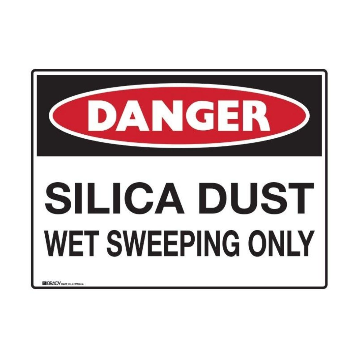 Picture of DANGER SILICA DUST WET SWEEPING ONLY SIGN 250MM (W) X 180MM (H) SELF ADHESIVE VINYL