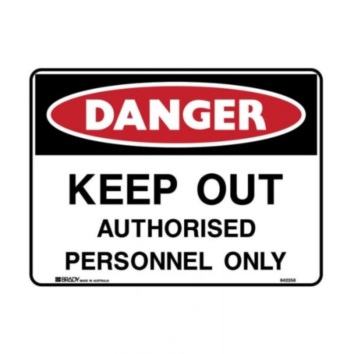 Picture of KEEP OUT AUTHORISED PERSONNEL ONLY SIGN 250MM(W) X 180MM(H) SELF ADHESIVE VINYL