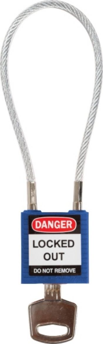 Picture of COMPACT CABLE PADLOCK BLUE 20CM KEYED DIFFERENTLY