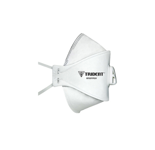 Picture of RESPIRATOR TRIDENT® FLAT FOLD P2 VALVED EXTENDED LENGTH HEAD STRAPS