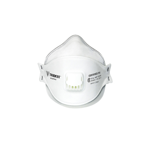 Picture of RESPIRATOR TRIDENT® FLAT FOLD P2 VALVED EXTENDED LENGTH HEAD STRAPS