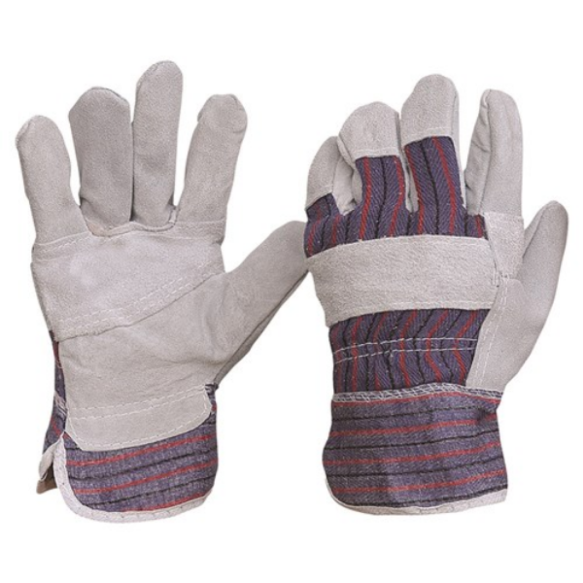 Picture of CANDY STRIPE COTTON BACK/COWSPLIT LEATHER PALM GLOVES - ONE SIZE FITS MOST. MOQ - 12.