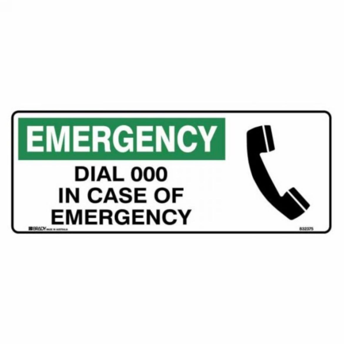 Picture of EMERGENCY DIAL 000 IN CASE OF EMERGENCY SIGN 450MM (W) X 180MM (H) POLYPROPYLENE