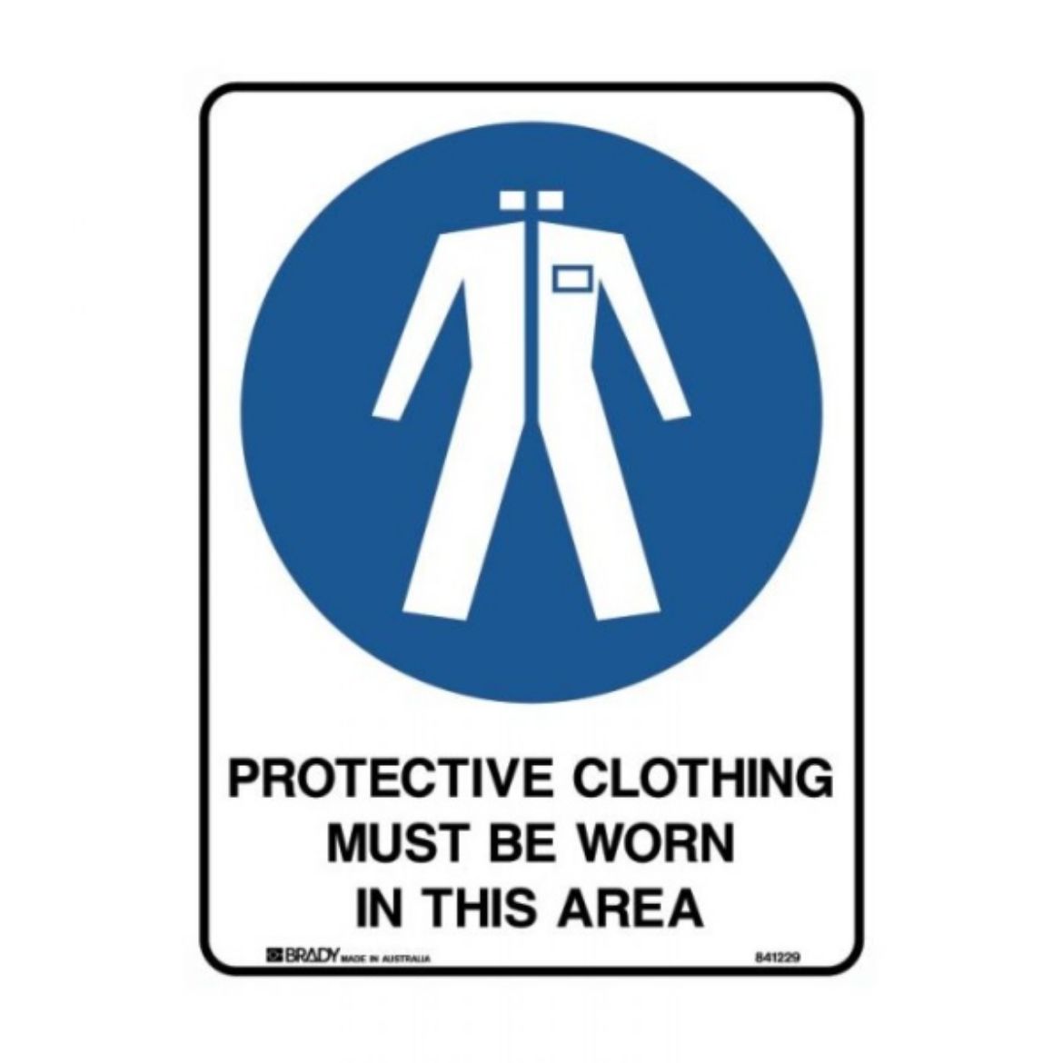 Picture of PROTECTIVE CLOTHING MUST BE WORN IN THIS AREA SIGN 250MM (H) X 180MM (W) SELF ADHESIVE VINYL