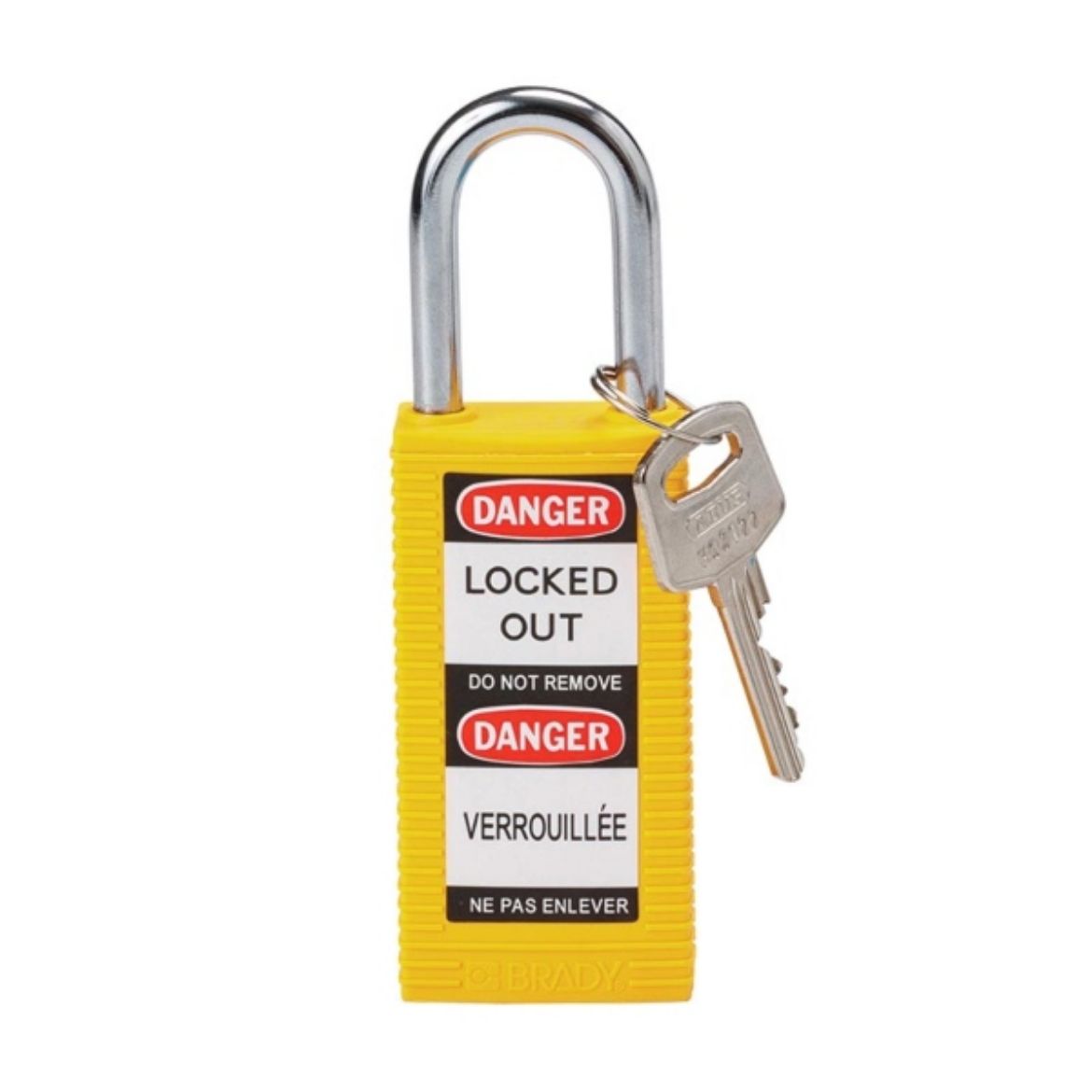 Picture of BRADY SAFETY PLUS PADLOCK YELLOW LONG BODY KEYED DIFFERENTLY