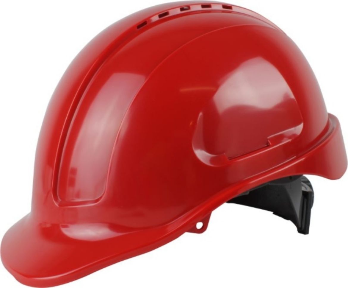 Picture of MAXIGUARD RED VENTED HARD HAT, RATCHET HARNESS