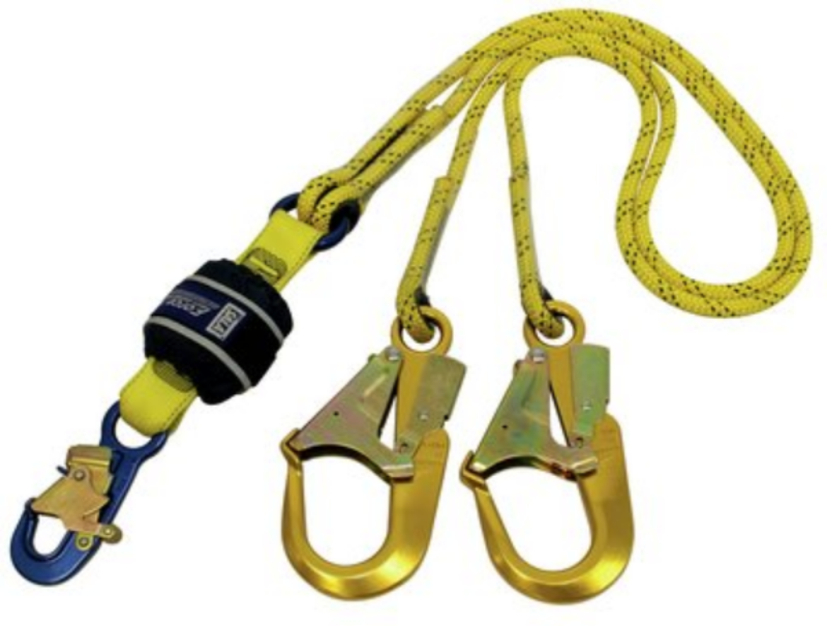 Picture of Z12202519R FORCE2™ SHOCK ABSORBING LANYARDS - KERNMANTLE ROPE - DOUBLE TAIL 2.0M WITH ALUMINIUM SNAP HOOK AND SCAFFOLD HOOKS