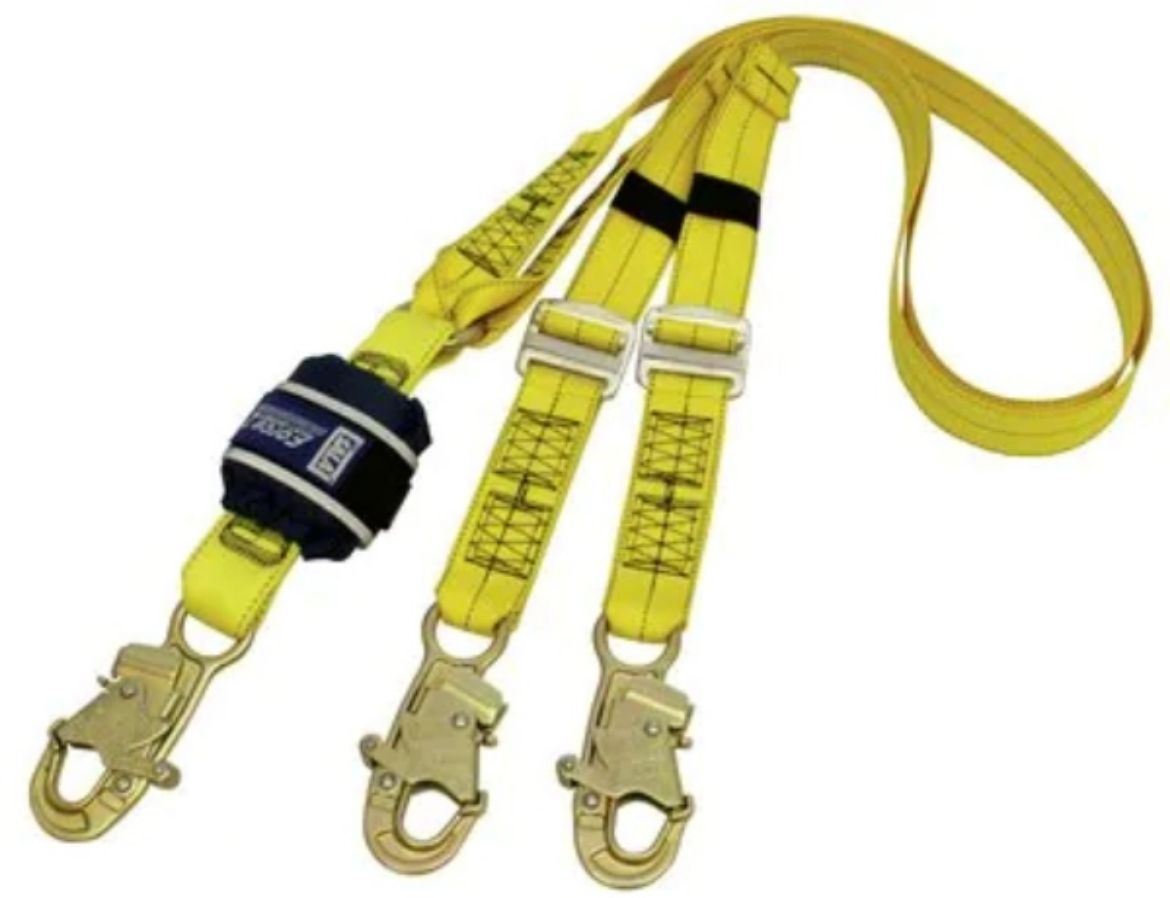 Picture of Z13200909 FORCE2™ SHOCK ABSORBING LANYARDS - WEBBING - DOUBLE TAIL ADJUSTABLE, 2.0M WITH DOUBLE ACTION SNAP HOOKS ON ALL CONNECTIONS