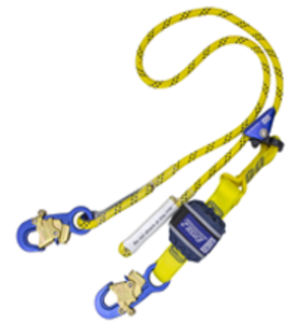Picture of P68110022525Z 2M ADJUSTABLE ROPE LANYARD WITH FORCE 2 SHOCK PACK AND 2 BLUE ALUMINIUM SNAP HOOKS