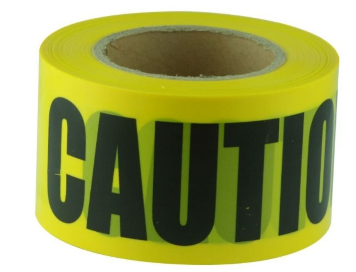 Picture of CAUTION BLACK ON YELLOW TAPE, 75MM X 100M