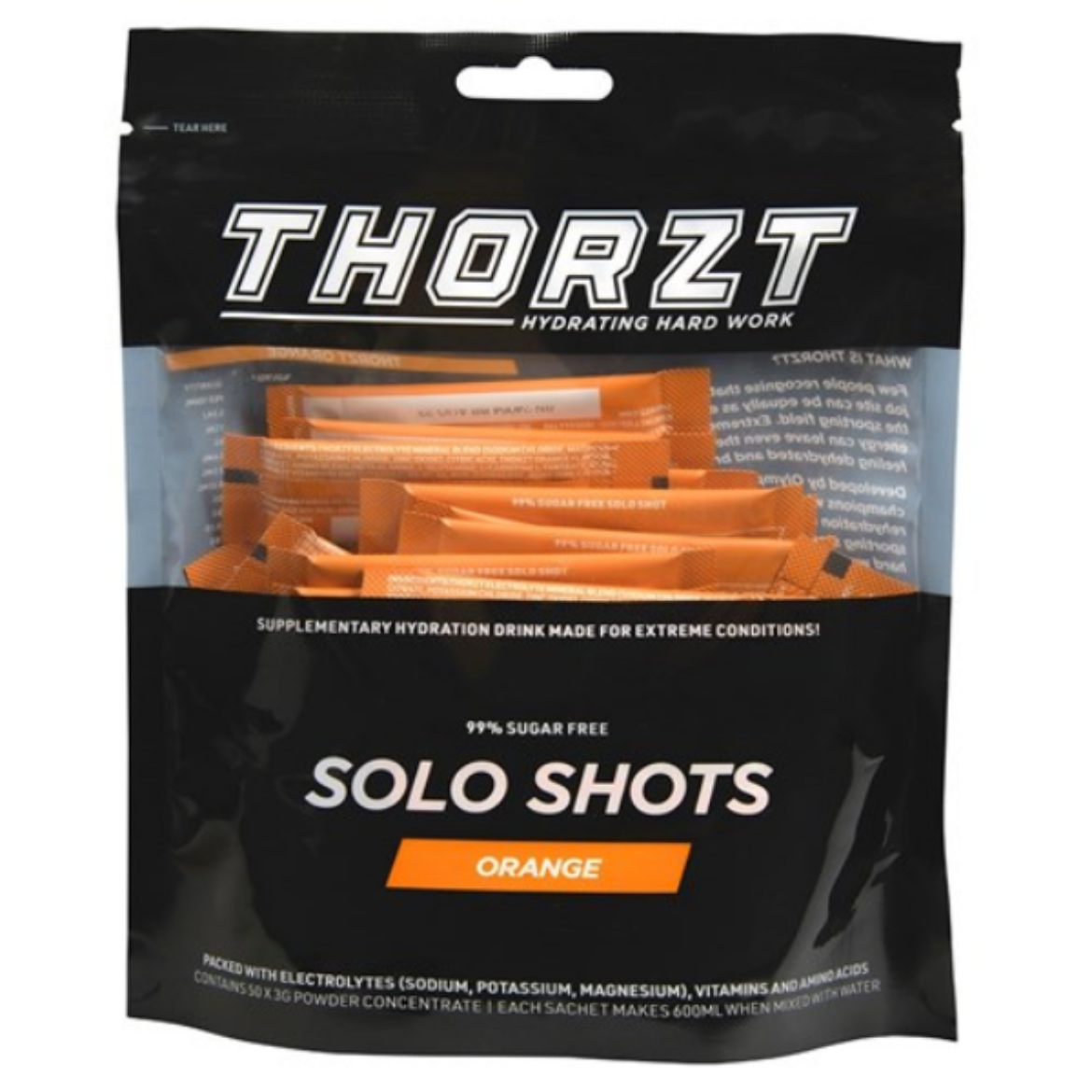 Picture of THORZT SUGAR FREE SOLO SHOT PACK ORANGE 50 x 3g - HYDRATION DRINK
