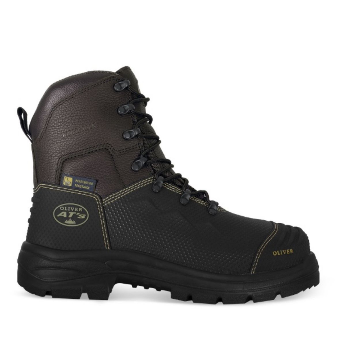 Picture of 150MM, CAUSTIC AND 100% WATERPROOF FULL GRAIN TEATHER, STEEL TOE WITH PENETRATION RESISTANCE,  ZIP SIDE LACE-UP BOOT, BLACK