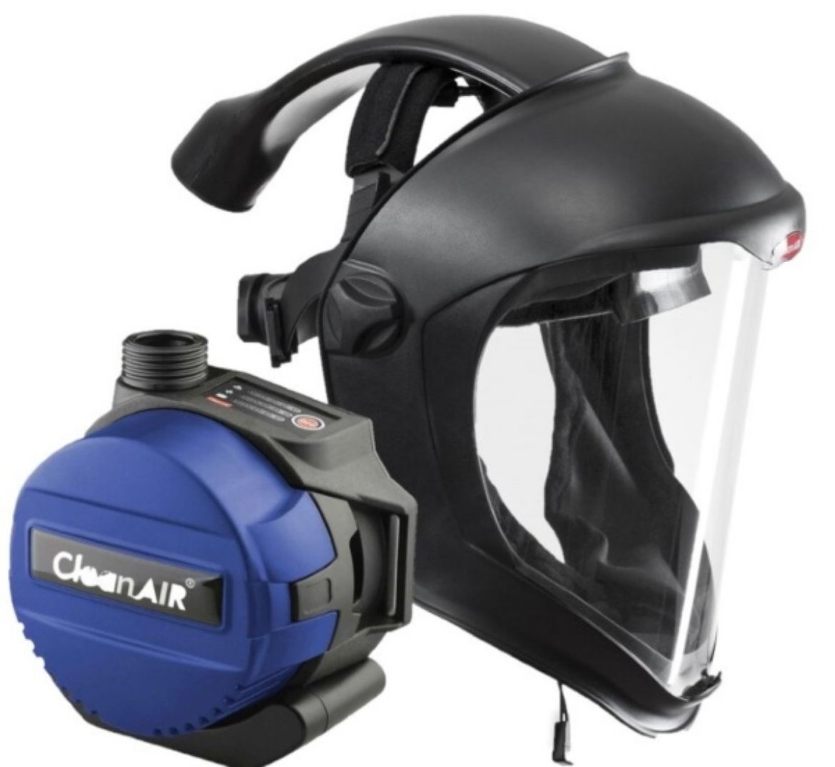 Picture of CLEANAIR CA-3 AIR HOOD FACE SHIELD WITH BASIC EVO PAPR UNIT - PRE-PACKAGED KIT - INC. FILTER, BATTERY, CHARGER, BELT AND FLOW INDICATOR 