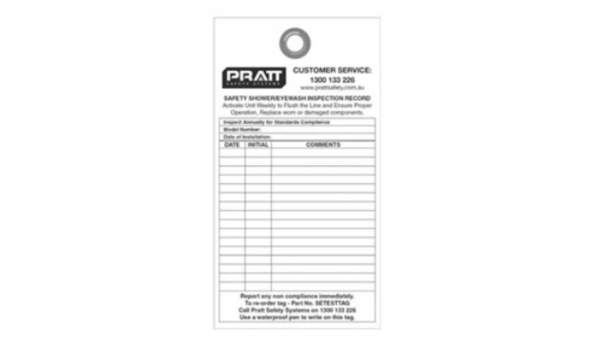 Picture of PRATT SHOWER AND EYE WASH TEST TAG