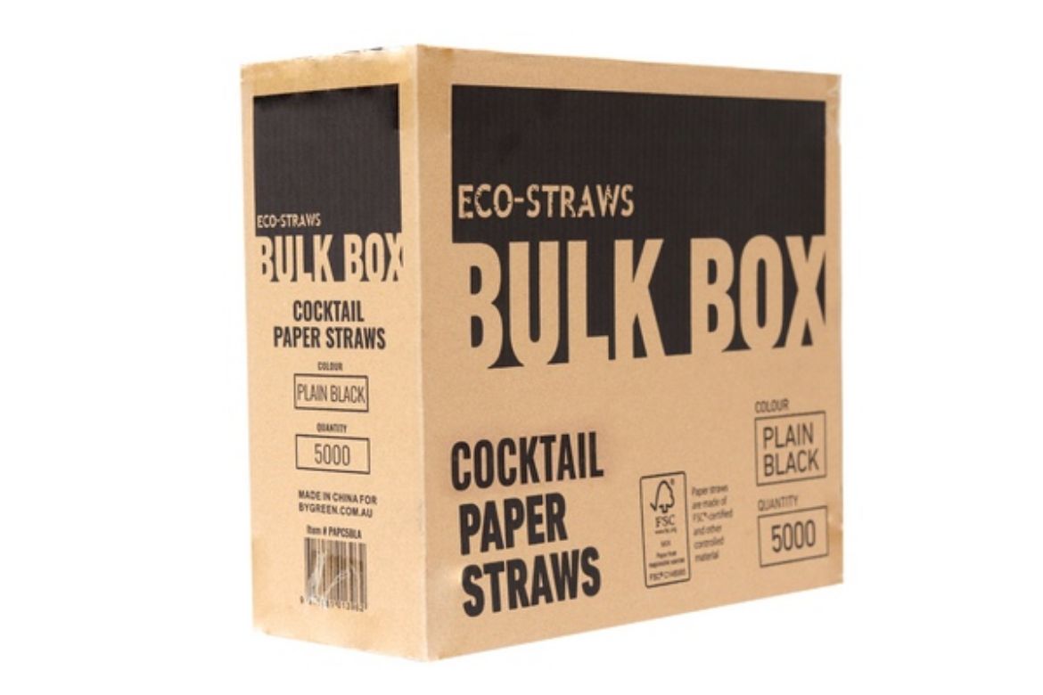 Picture of COCKTAIL PAPER STRAWS ECO BLACK BULK CARTON