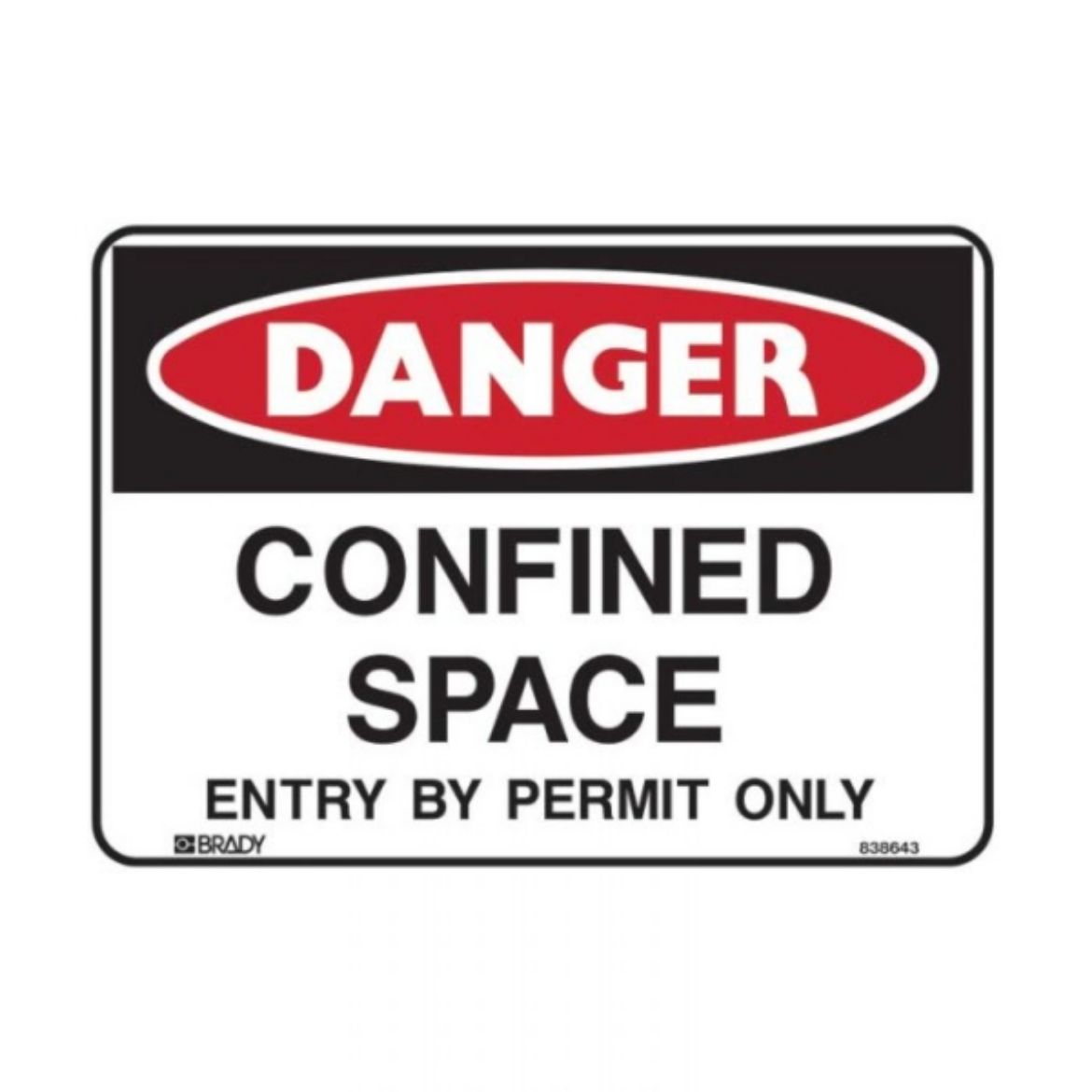 Picture of 838643 - CONFINED SPACE ENTRY BY PERMIT ONLY SIGN 250MM (W) X 180MM (H) SELF ADHESIVE VINYL