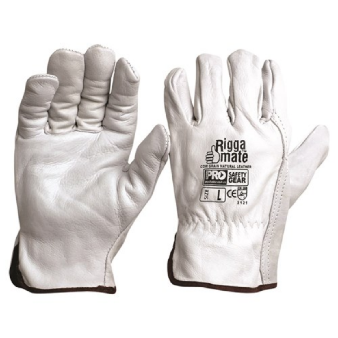 Picture of RIGGAMATE COW GRAIN NATURAL GLOVES, GREY. AVAILABLE IN SIZES S/M/L/XL/2XL/3XL
