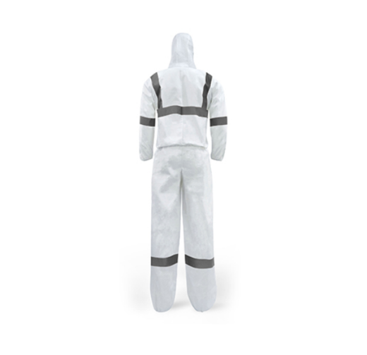 Picture of COVERALL TRIDENT® MICROPOROUS HST TYPE 5 / TYPE 6 WHITE + REFLECTIVE TAPE. AVAILABLE IN SIZES S - 4XL